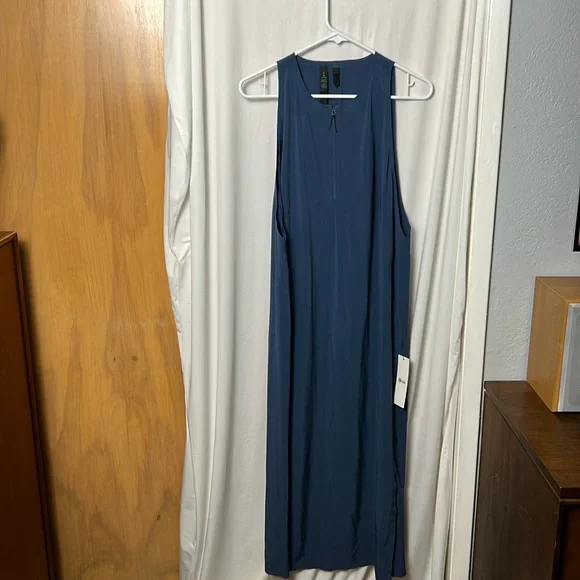 petite striped flounce maxi halter dress Mackenna Navy Cotton Stripe Halter Smock Back Maxi Dress main image 0